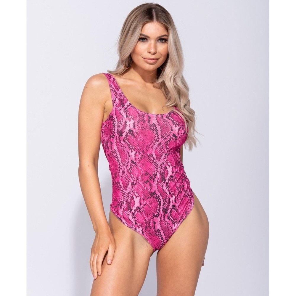 Size 2 Pink Snake Skin Print Bodysuit